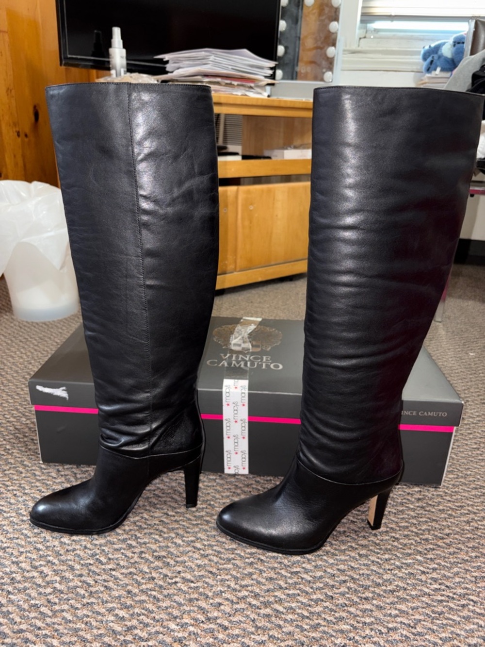 Vince Camuto Black Leather Knee High Boots